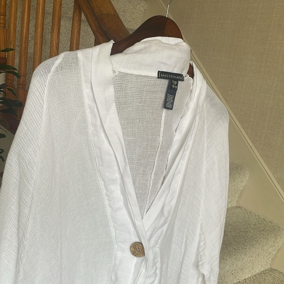 Saks Fifth Avenue Linen Sweater Cover Up Shirt - Picture 2 of 11